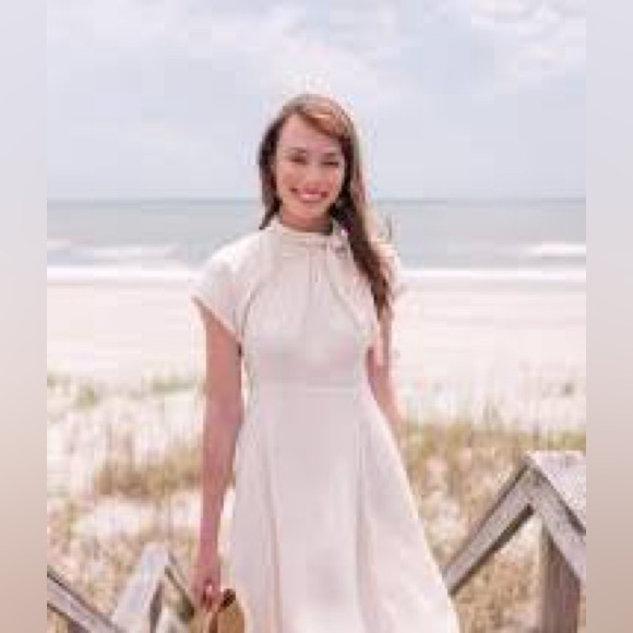 GAL MEETS GLAM COLLECTION
Aimee Texture Checked Tie Neck Fit & Flare size 10 - Picture 2 of 9